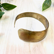 Vintage Brass Cuff, Vintage Jewlery, Brass Bracelet, Asymmetrical Cuff, Hammered Bracelet, Hand Made, Mother's Day Gift, Gold Tone