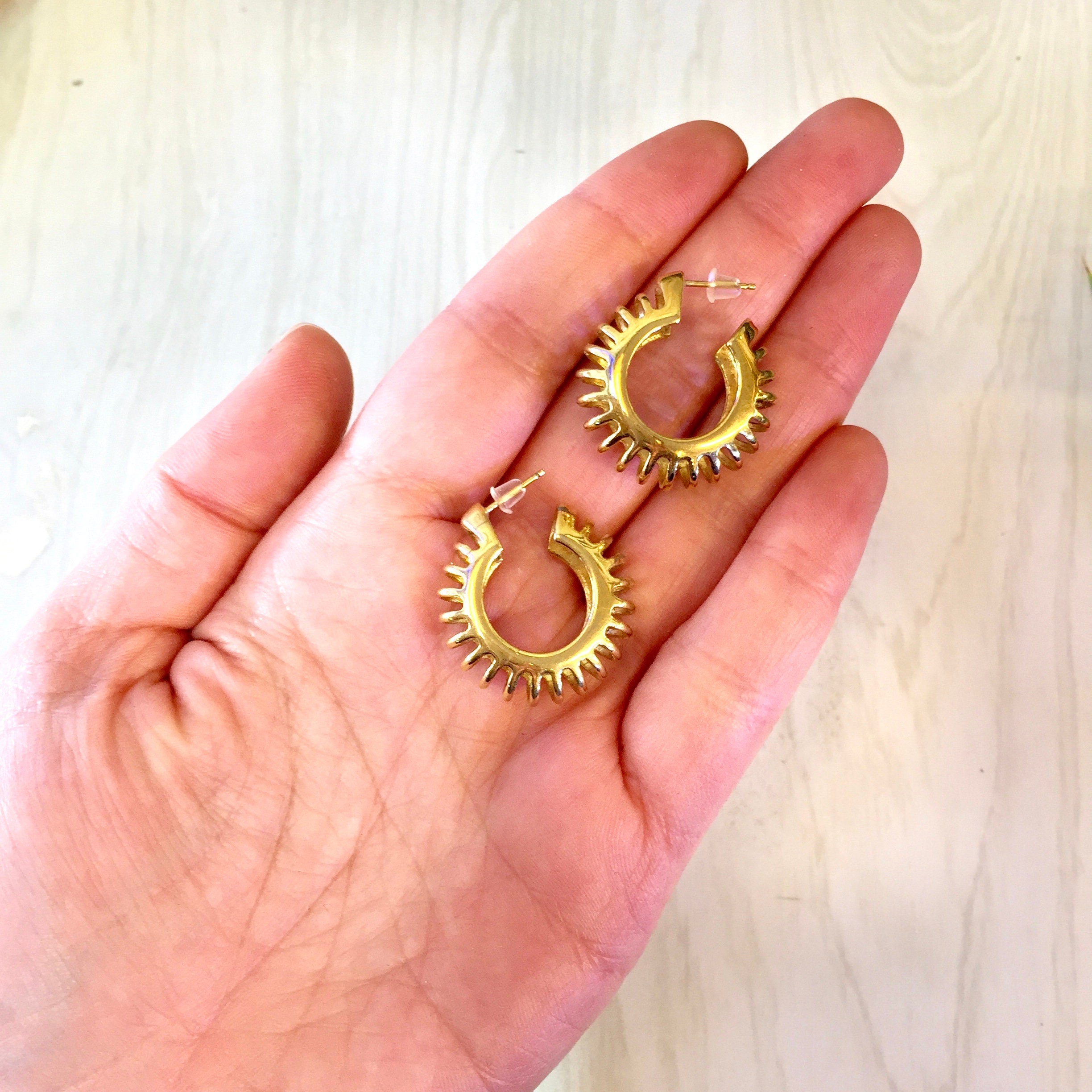 Vintage Earrings, Gold Tone Earrings, Vintage Jewelry, Small Hoop Earrings, Cut Out Jewelry, Post Earrings, Special Occasion, Mothers Day