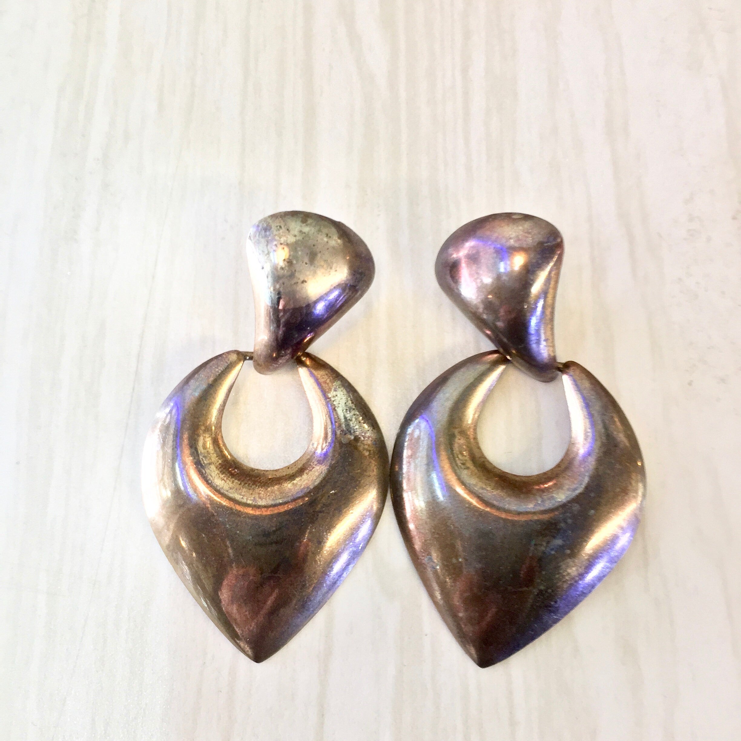 Vintage Silver Earrings, Silver Tone Earrings, Vintage Jewelry, Retro, 1980's Jewelry, Pierced Ears, Costume Jewelry, Dangle Earrings,