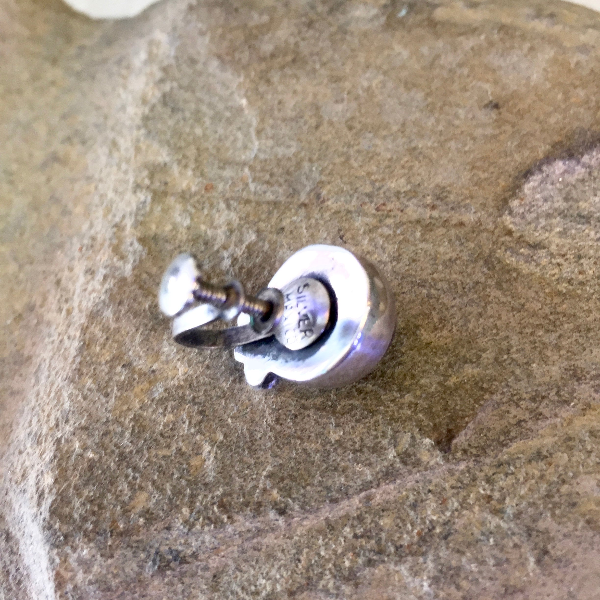 Vintage Jewelry Set, Vintage Ring, Vintage Earrings, Screw Back Earrings, Purple Stones, Sterling Silver, Made in Mexico, Vintage Jewelry