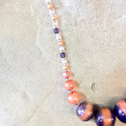 Antica Murrina Necklace, Glass Beaded Necklace, Purple, Pink, Asymmetrical Necklace, White, Blue, Beaded Jewelry, Glass Beads, Statement