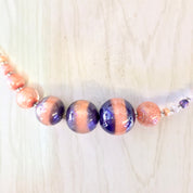 Antica Murrina Necklace, Glass Beaded Necklace, Purple, Pink, Asymmetrical Necklace, White, Blue, Beaded Jewelry, Glass Beads, Statement