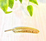 Gold Toned Feather Brooch | Large Feather Pin | Costume Jewelry | Vintage Costume Jewelry | Long Brooch | Statement Jewelry | Gift Idea