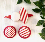 Vintage Costume Jewelry, Clip On Earrings, Brooch, Pin, Stripes, Plastic, 60's Style, 70's Fashion, Pin, Jewelry Set, Earrings,