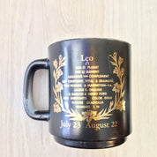 Vintage Zodiac Mug, Zodiac Signs, Astrology, Leo Mug, Lion, Glasbake Mug, Black Mug, Coffee, Tea, Retro, Vintage Kitchen, Glassware, Ceramic