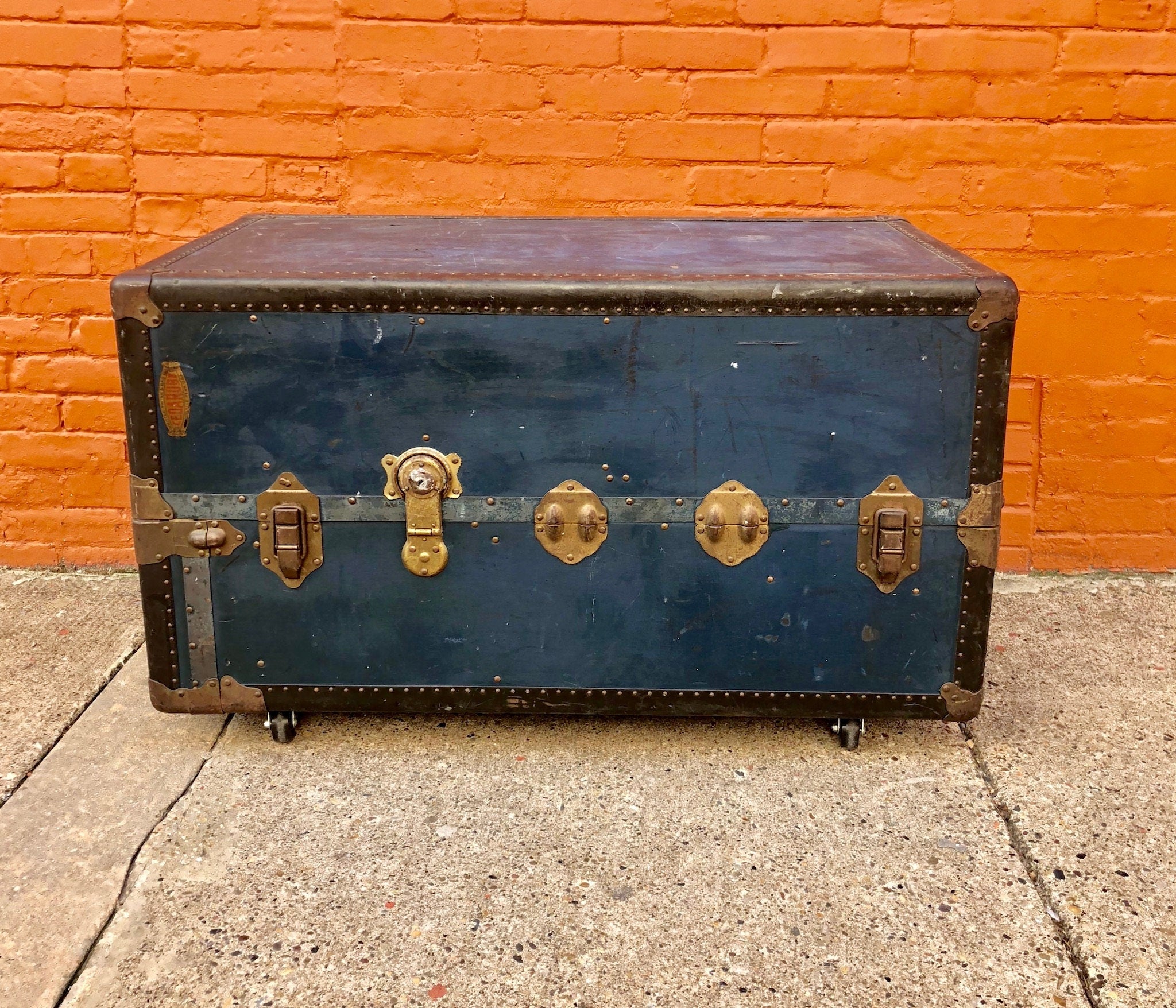 Vintage Wardrobe Trunk, Blue Trunk, Wardrobe Storage, Coffee Table, Vintage Home Decor, Rustic, Cedar Wood, Travel, Photography, Print,