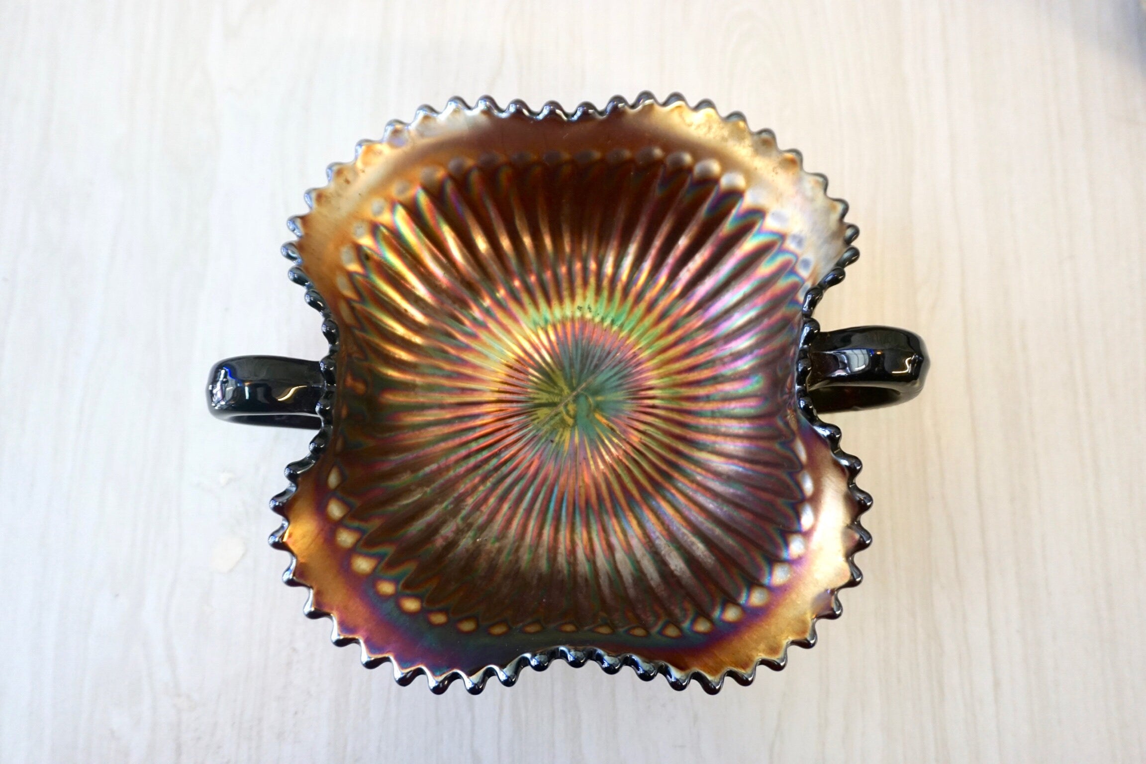 Vintage Glass Dish, Catch All Dish, Vintage Home Decor, Oil Slick, Opalescent, Jewelry Dish, Ring Dish, Candy Dish, Retro, Carnival Glass