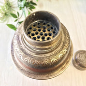 Vintage Cocktail Shaker, Vintage Barware, Etched Painted Metal, Mixology, Indian Cocktail Shaker, Silver, Red, Floral Design, Etched Metal