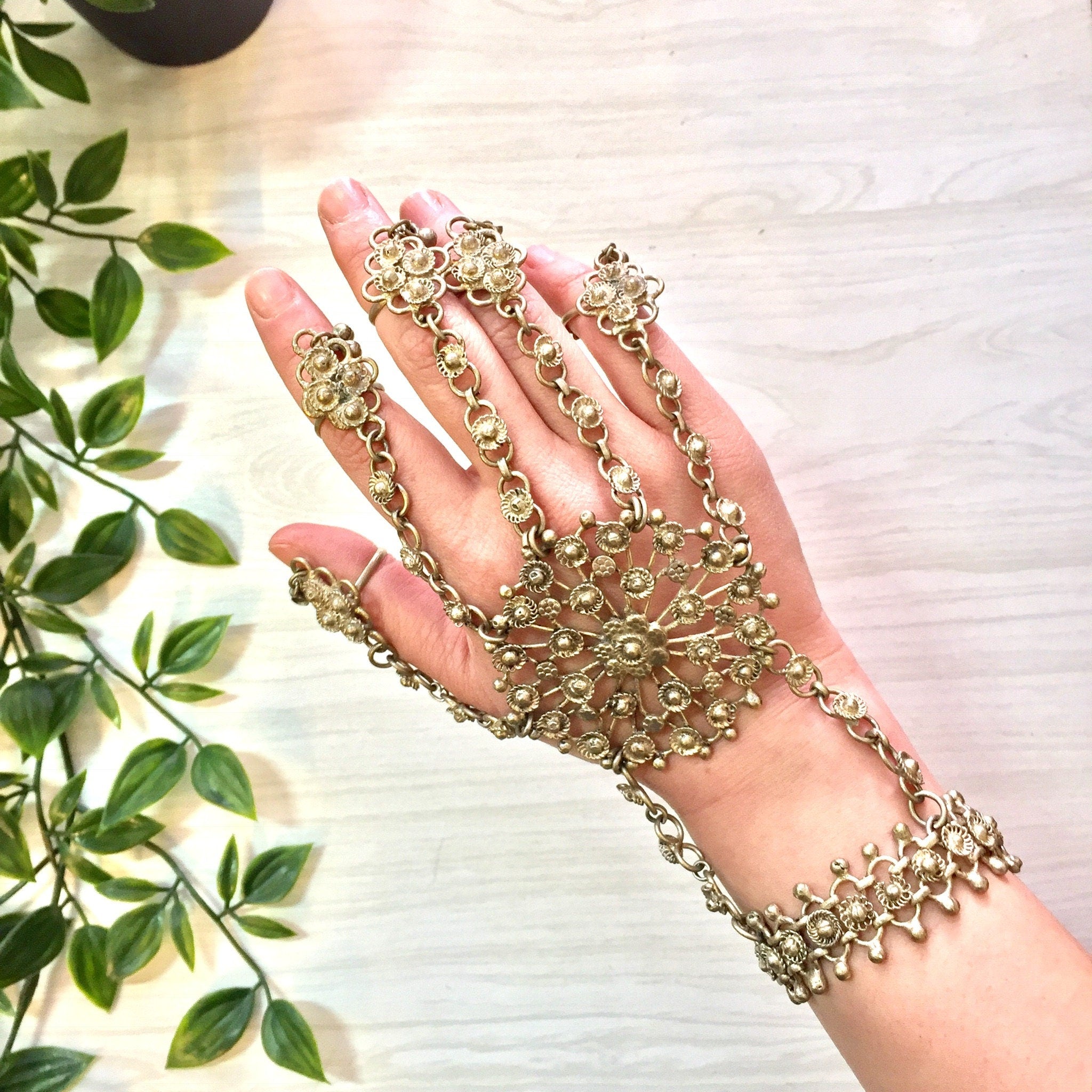 Vintage Slave Bracelet, Hand Bracelet, Hand Jewelry, Bridal Jewelry, Rings, Bracelet, Ornate Hand Jewelry, Body Jewelry, Hand Harness,