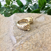 Vintage Leopard Ring, Double Head Leopard, Costume Jewelry, Gold Tone Ring, Vintage Jewelry, Statement Ring, Leopard, Animal, Cat, Gold,