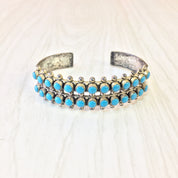 Vintage Silver Bracelet | Sterling Silver Cuff | Turquoise Beads | Turquoise Bracelet | Cuff Bracelet | Turquoise Cuff | Small Bracelet