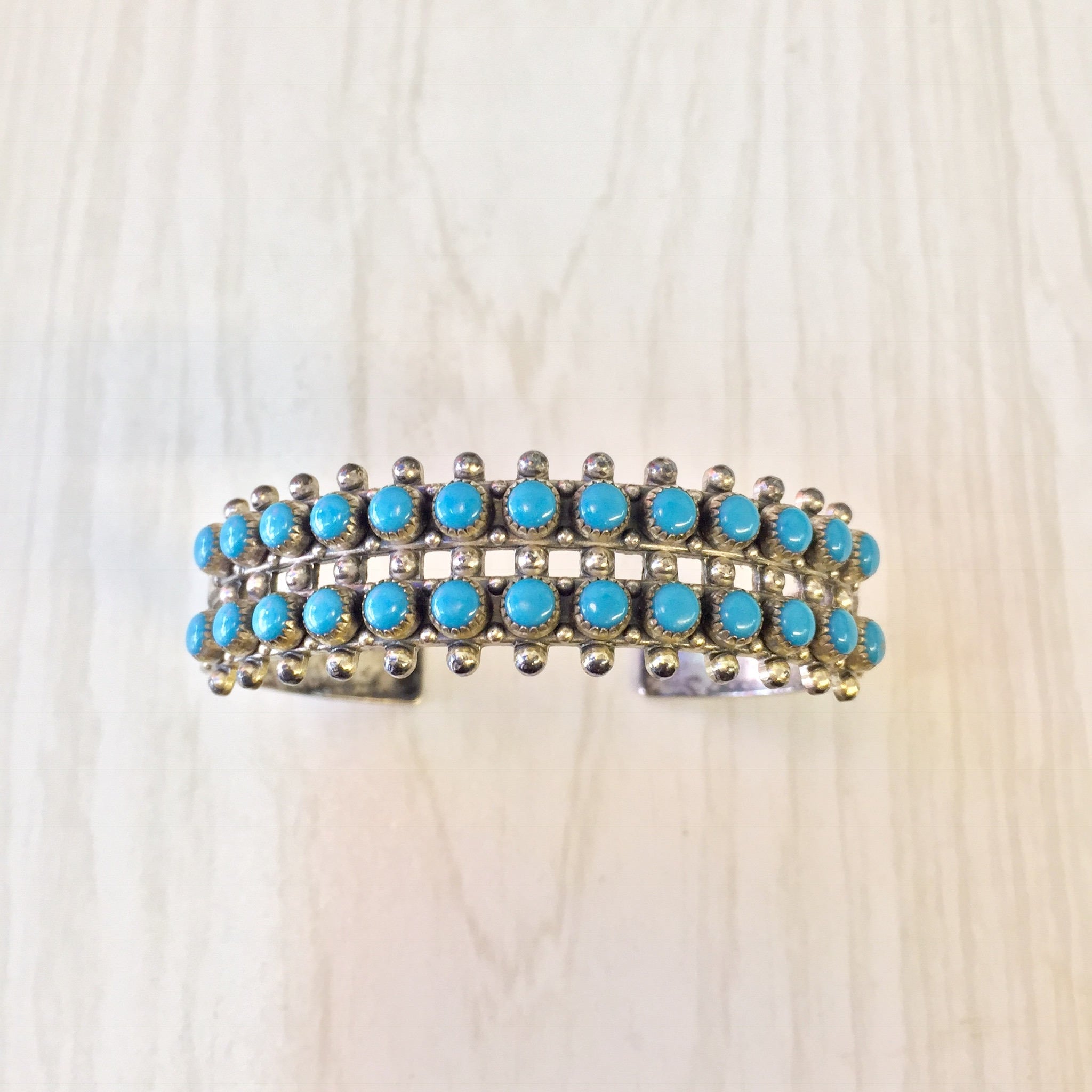 Vintage Silver Bracelet | Sterling Silver Cuff | Turquoise Beads | Turquoise Bracelet | Cuff Bracelet | Turquoise Cuff | Small Bracelet