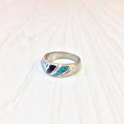Vintage Silver Ring | Vintage Jewelry | Sterling Silver Ring | Turquoise Jewelry | Turquoise Stone | Southwestern Ring | Onyx Ring | Blue