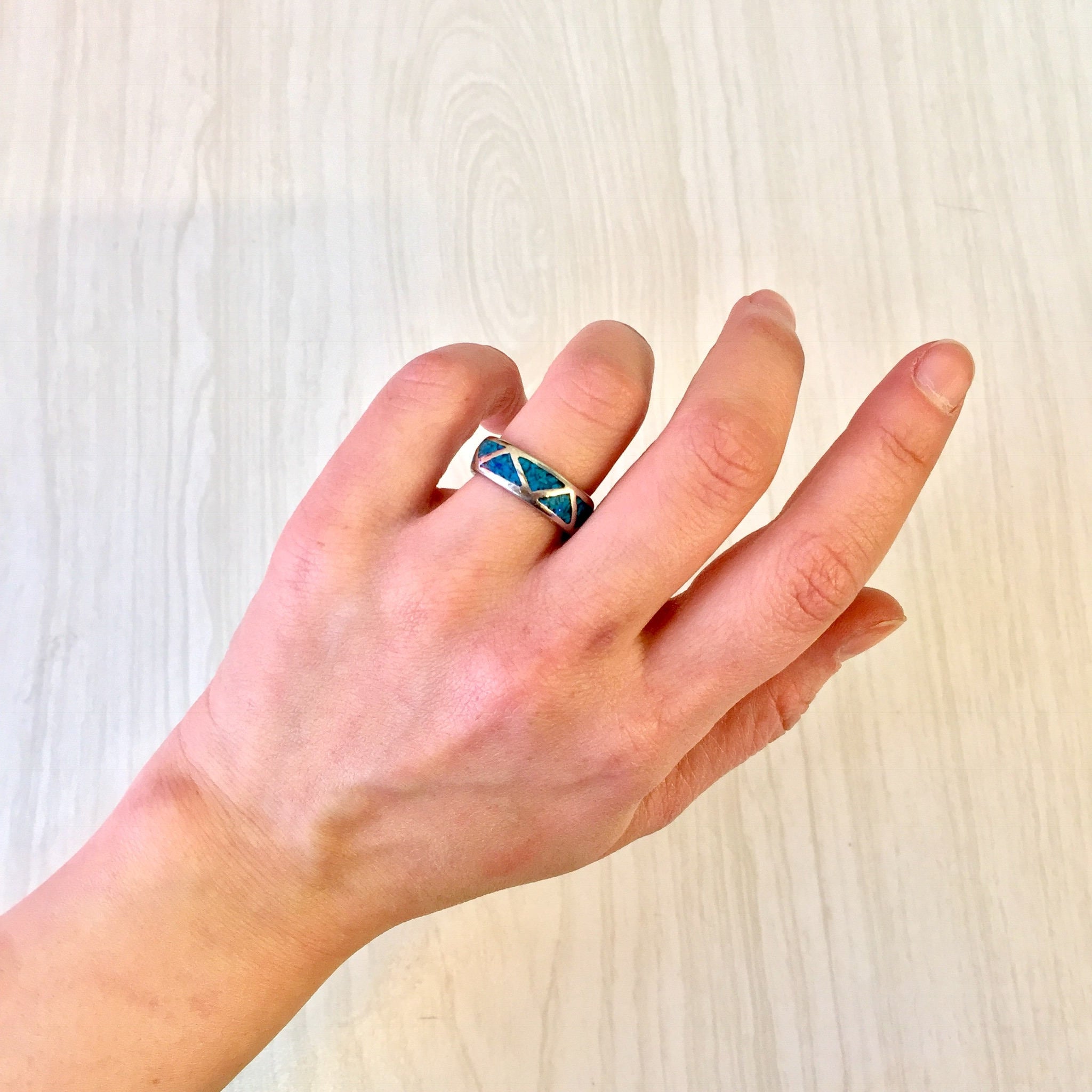 Vintage Silver Ring | Vintage Jewelry | Sterling Silver Ring | Turquoise Jewelry | Turquoise Stone | Southwestern Ring | Blue | Silver |