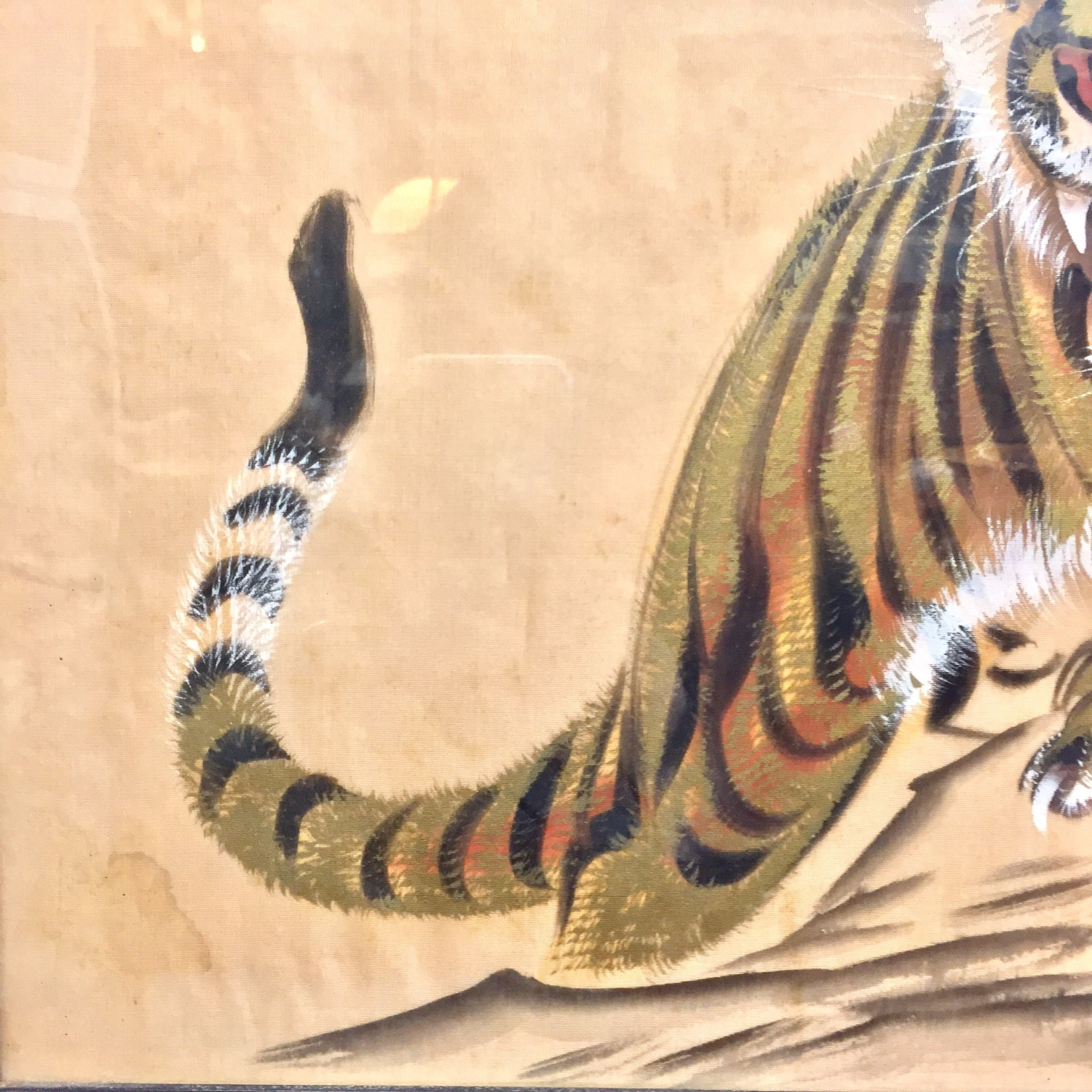Vintage Tiger Wall Art | Japanese Painting | Tiger | Framed Art | Wall Hanging | Wall Decor | Vintage Home Decor | Painting | Art