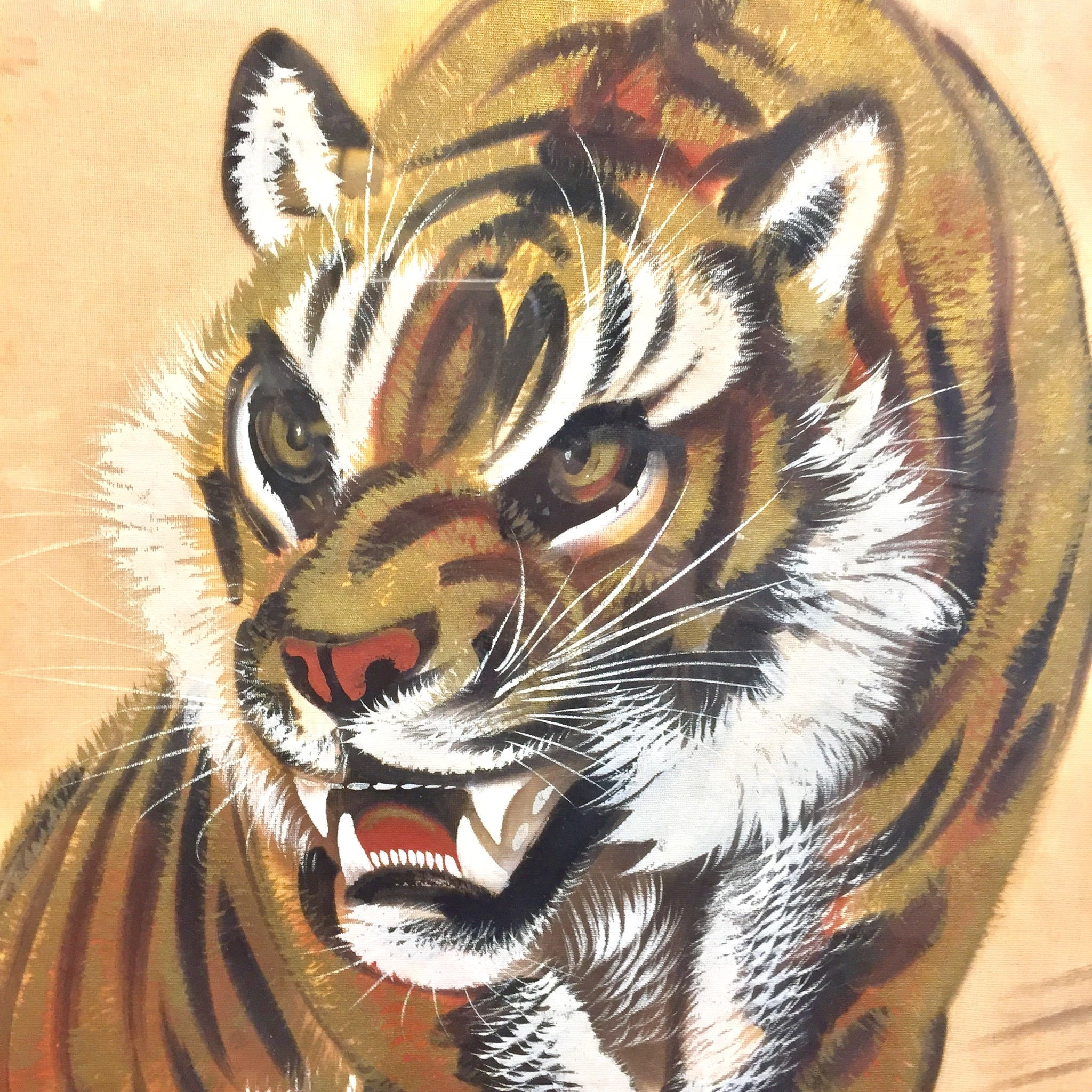 Vintage Tiger Wall Art | Japanese Painting | Tiger | Framed Art | Wall Hanging | Wall Decor | Vintage Home Decor | Painting | Art