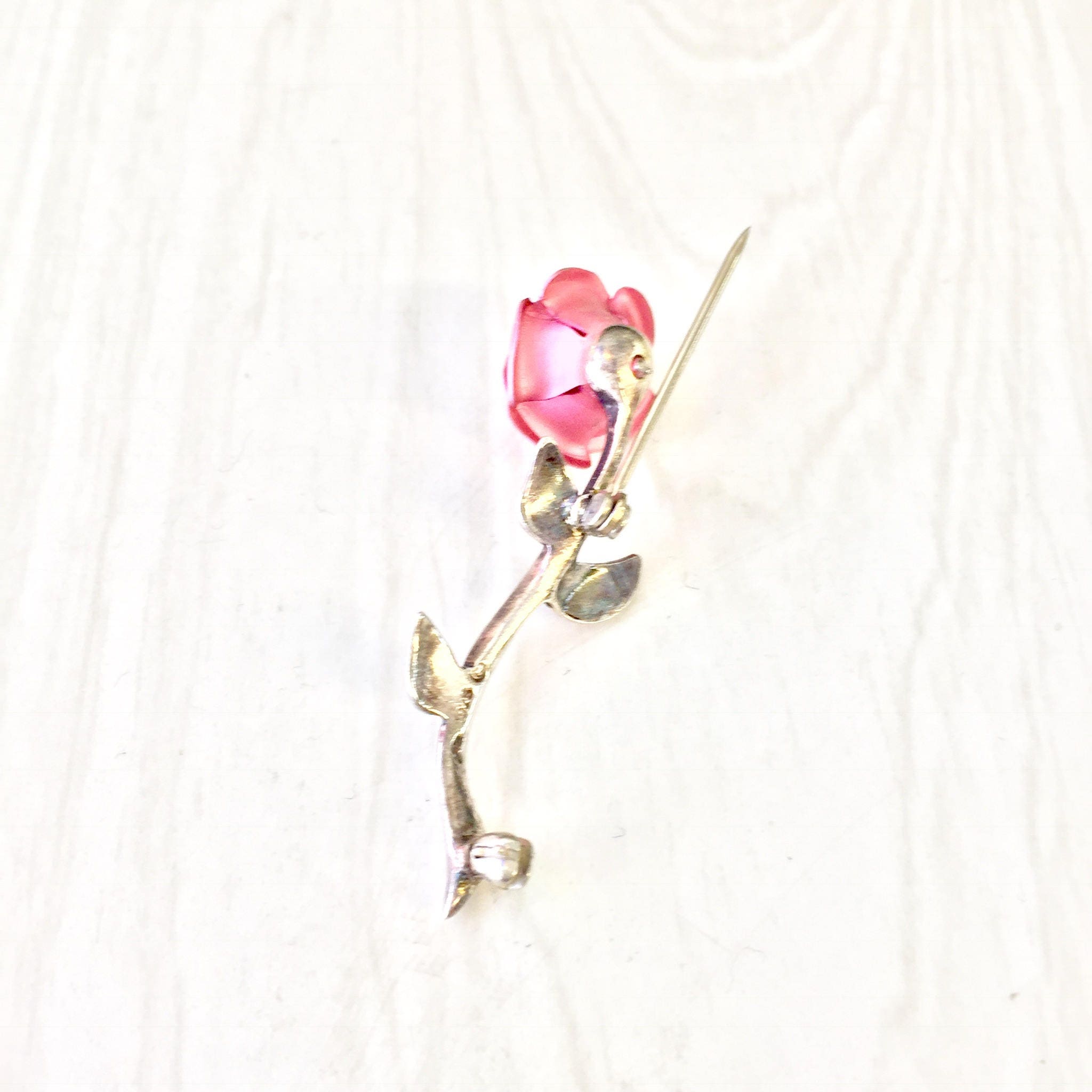 Vintage Silver Brooch | Rose Pin | Vintage Jewelry | Pink Rose | Pink Jewelry | Sterling Silver | Brooch | Pin | Rose Jewelry | Silver Pin