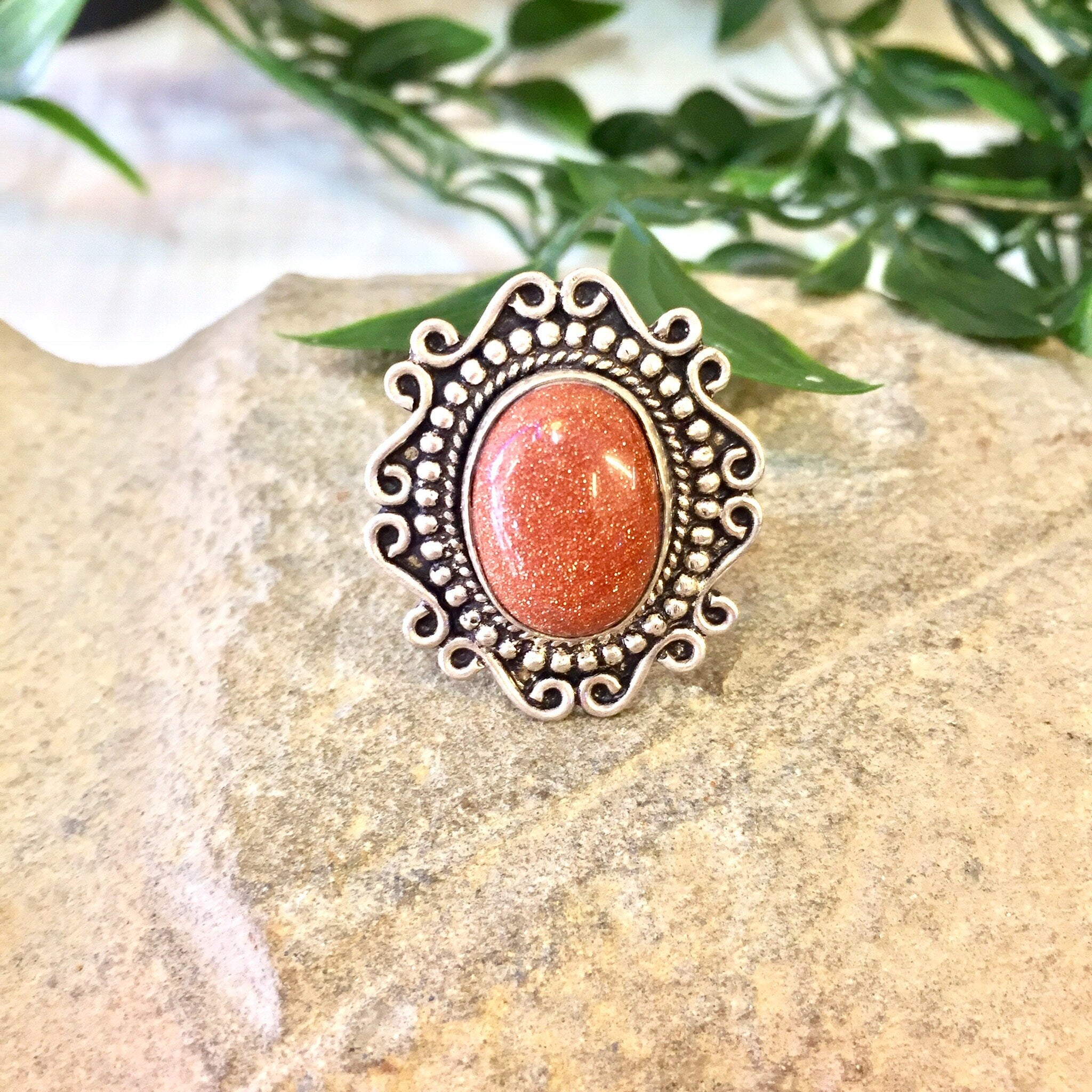 Vintage Silver Ring, Sterling Silver, Vintage Jewelry, Orange Druzy Quartz, Orange, Druzy, Celtic Design, Statement Jewelry, Sparkle, Ring