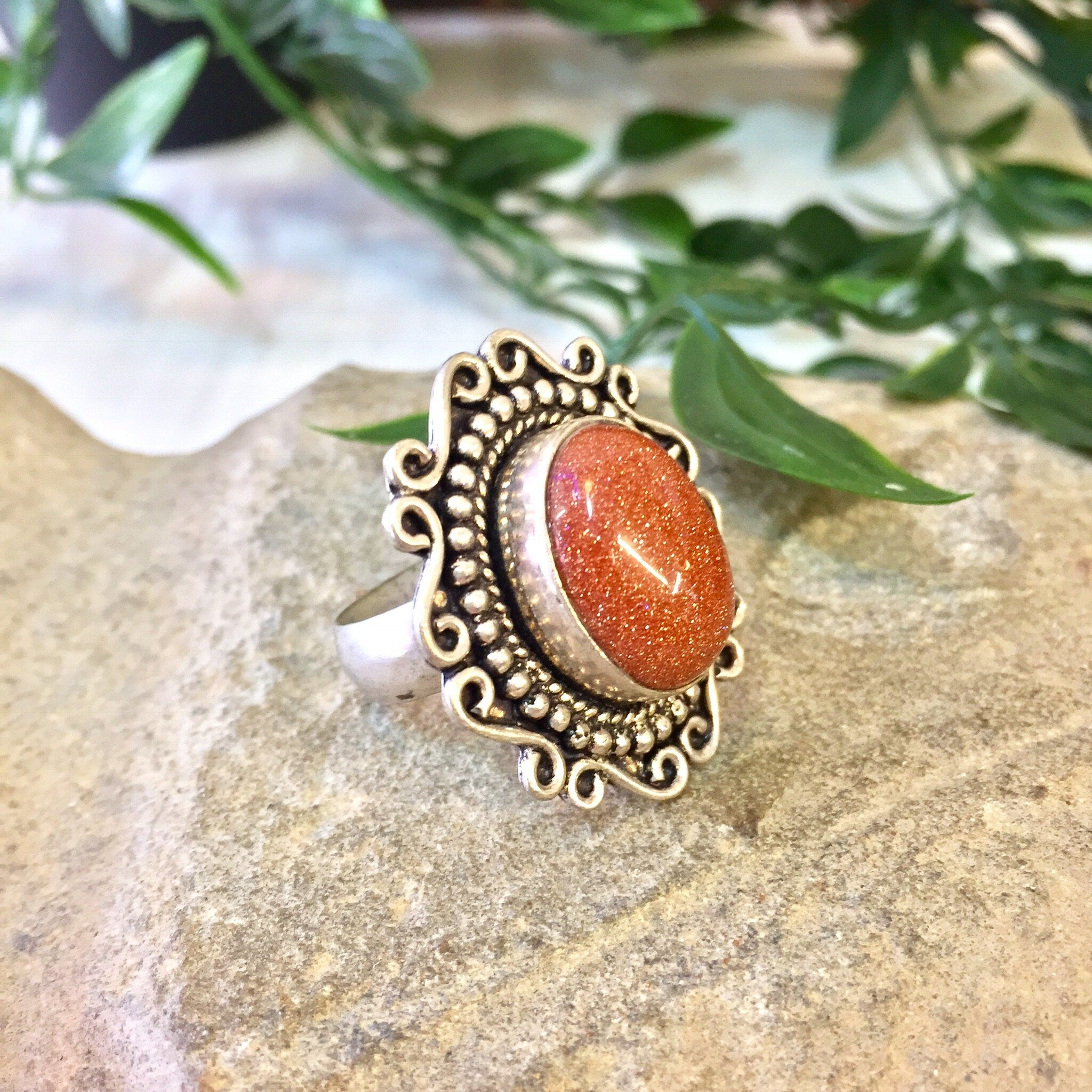 Vintage Silver Ring, Sterling Silver, Vintage Jewelry, Orange Druzy Quartz, Orange, Druzy, Celtic Design, Statement Jewelry, Sparkle, Ring
