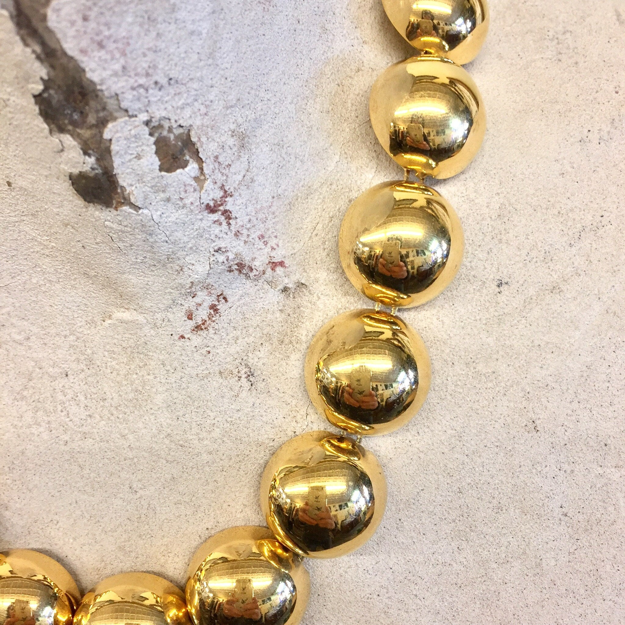 Vintage Gold Necklace, Costume Jewelry, Gold Tone Necklace, Vintage Necklace, Ball Necklace, Statement Jewelry, Yellow Gold, Gift for Mom