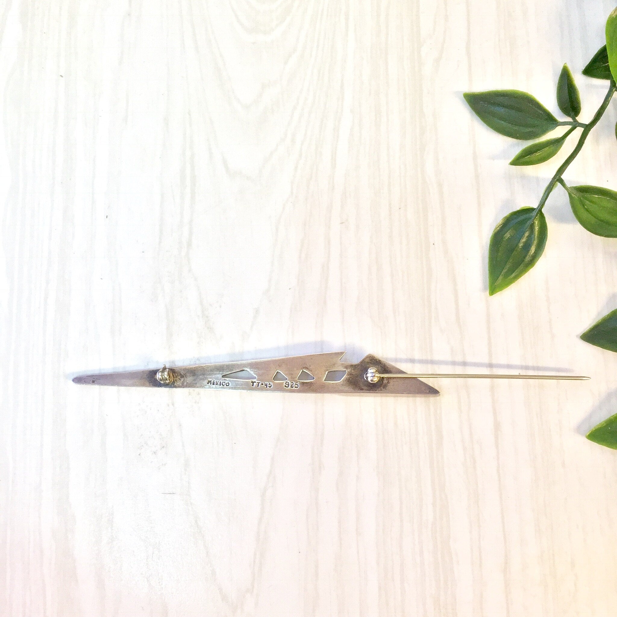 Vintage Silver Pin, Sterling Silver, Brooch, Pin, Abstract Jewelry, Vintage Jewelry, 925, Made in Mexico, Triangle, Geometric, Black Onyx