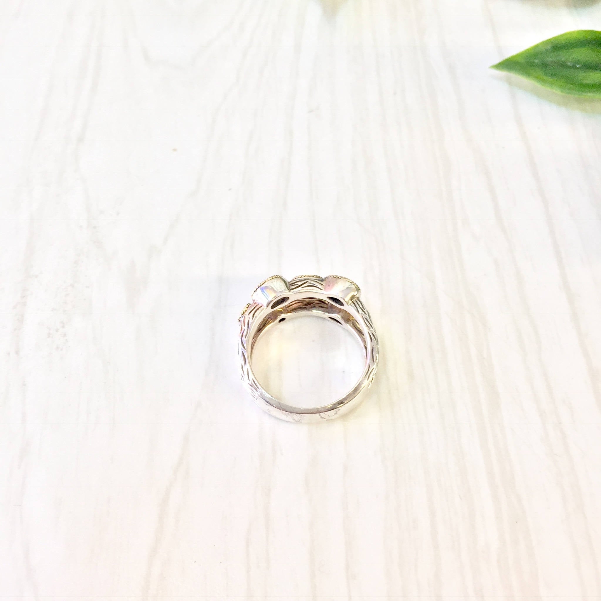 Vintage Silver Ring | Vintage Jewlery | Three Band Ring | 18 K Gold | 18K | Ruby | Amethyst | Citrine | Blue Topaz | Valentines Day | Ring