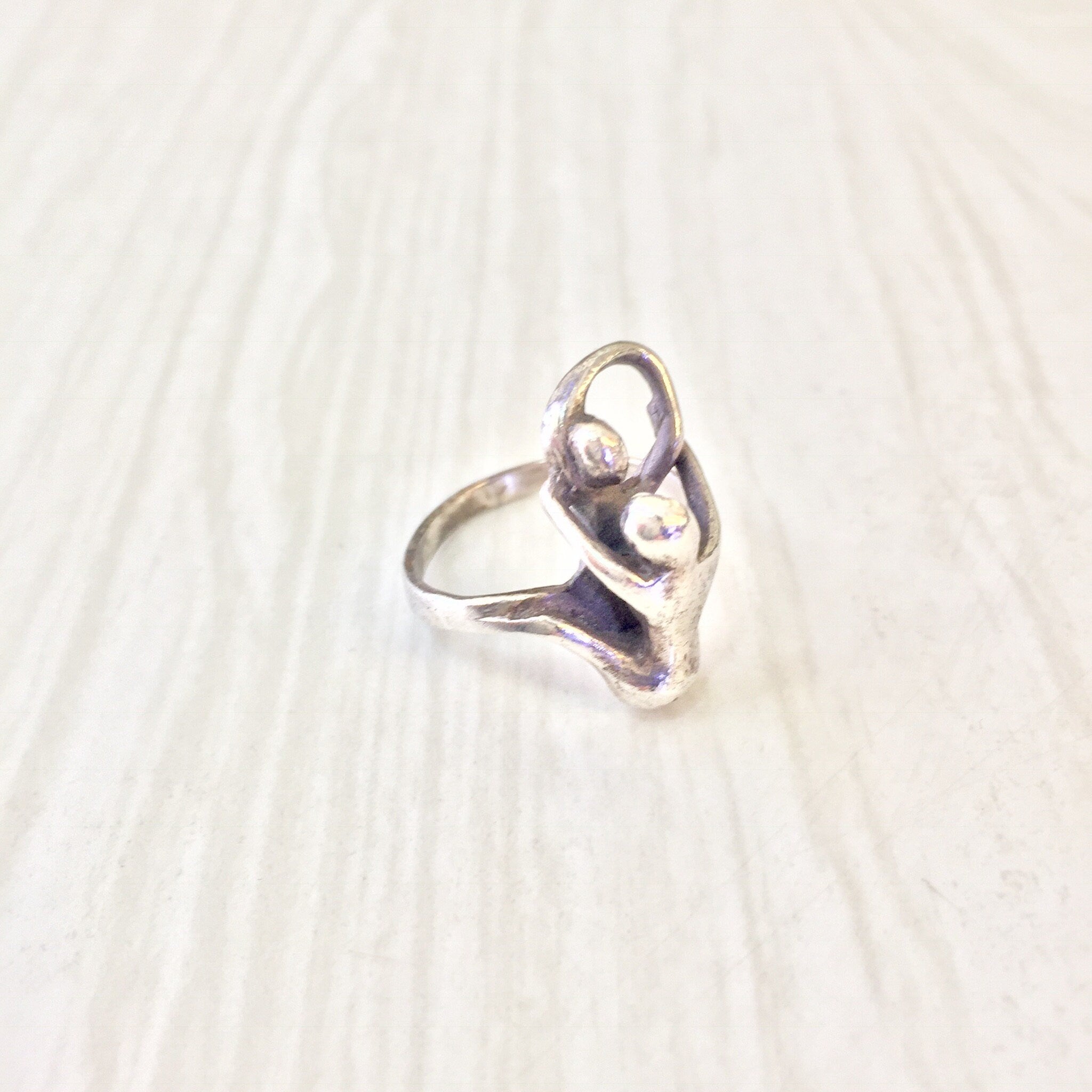 Vintage Silver Ring, Vintage Jewelry, Sterling Silver, Two Lovers, Abstract Jewelry, Dance, Hug, Two People, Gift for Mom, Mother's Day Gift
