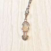 Vintage Silver Necklace, Malachite Pendant, Vintage Jewelry, Pendant, Sterling Silver, Chain, Silver Chain, Long Chain, Green, Charm, Tribal
