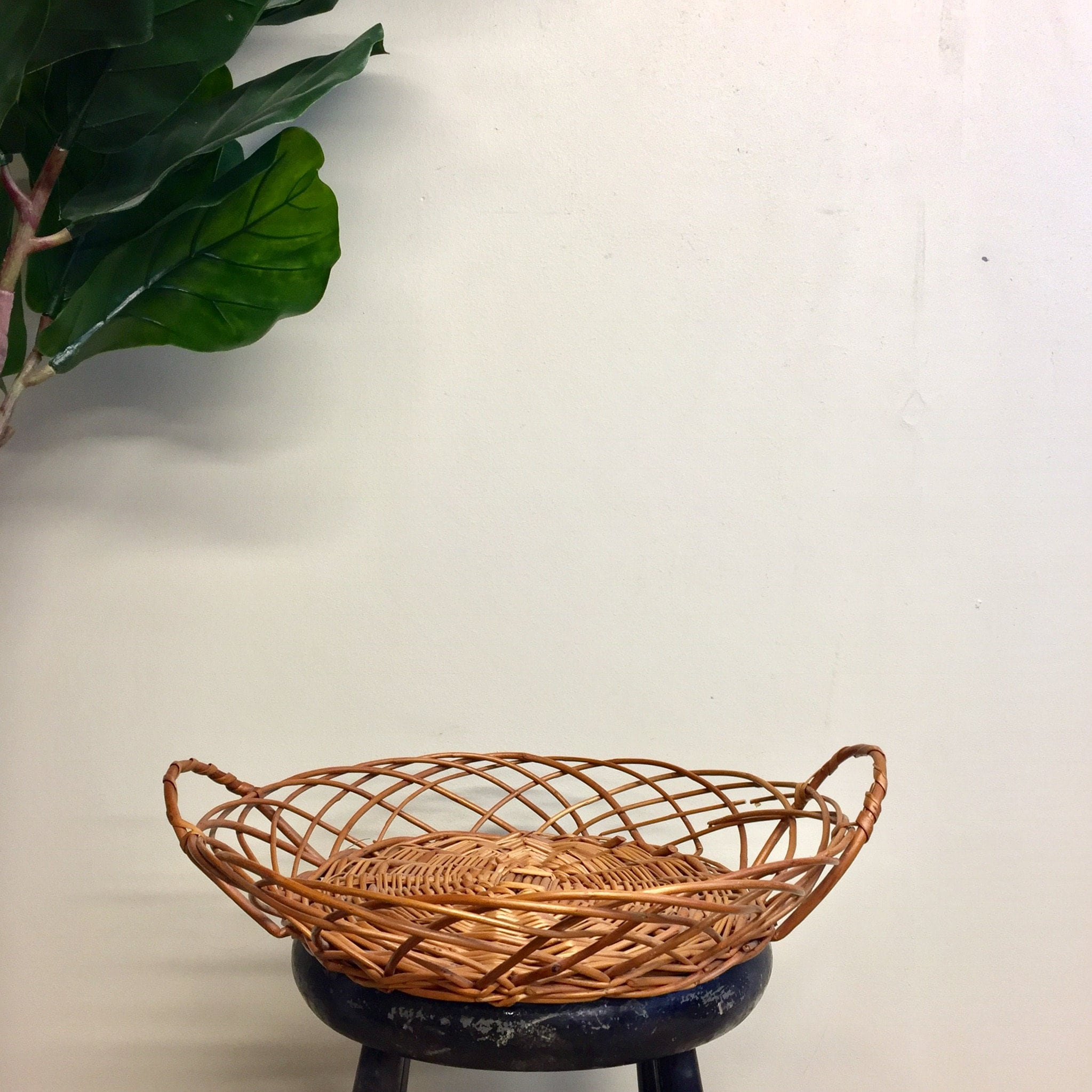 Vintage Woven Basket, Basket with Handles, Woven, Bowl, Rattan, Bohemian Decor, Vintage Home Decor, Boho Home, Gift for Mom, Bohemian,