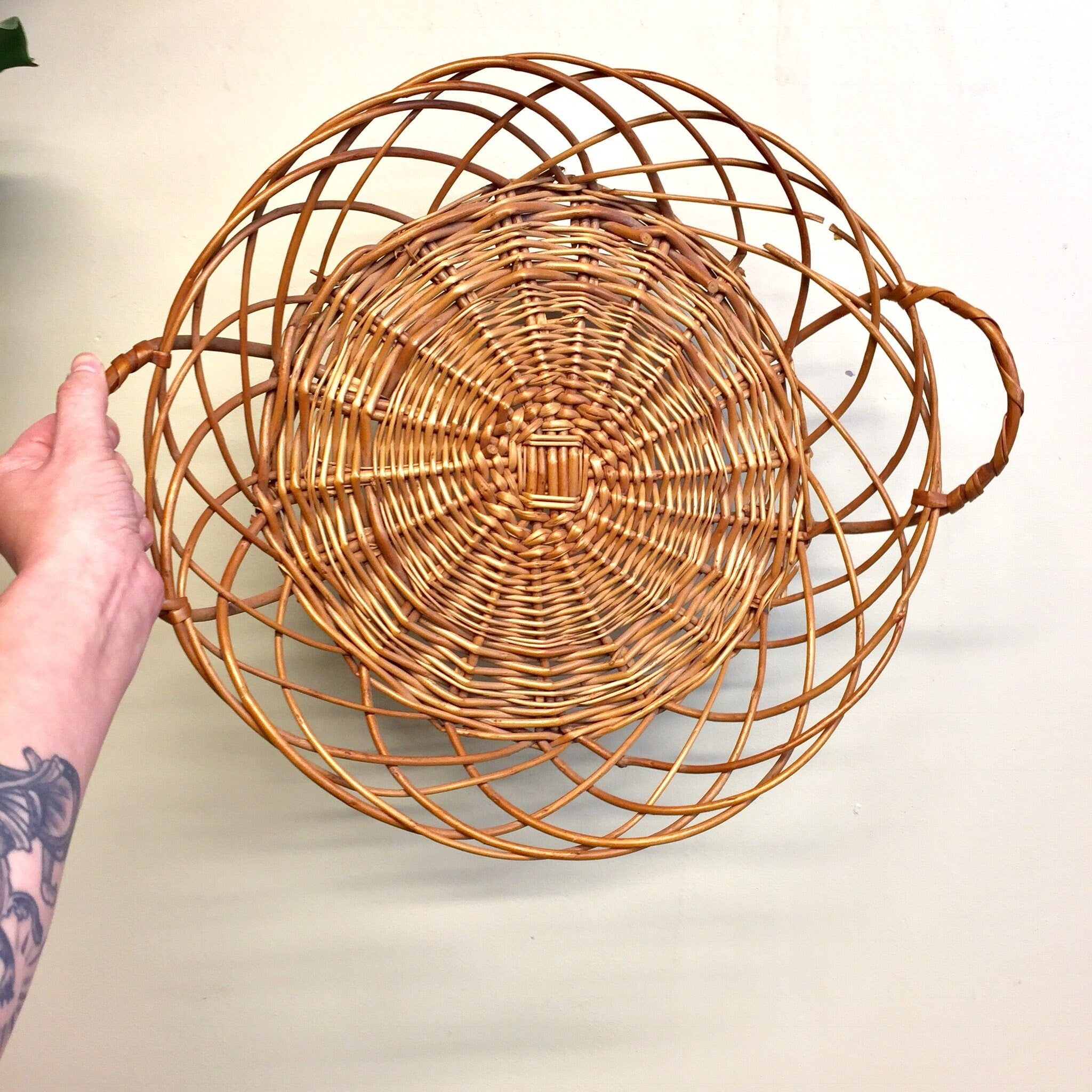 Vintage Woven Basket, Basket with Handles, Woven, Bowl, Rattan, Bohemian Decor, Vintage Home Decor, Boho Home, Gift for Mom, Bohemian,