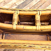 Vintage Wicker Utensil Caddy, Bamboo Utensil Organizer, Compartment, Organizer, Caddy with Handle, Picnic, Barbecue, Server Caddy, Vintage