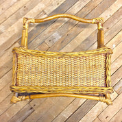 Vintage Wicker Utensil Caddy, Bamboo Utensil Organizer, Compartment, Organizer, Caddy with Handle, Picnic, Barbecue, Server Caddy, Vintage