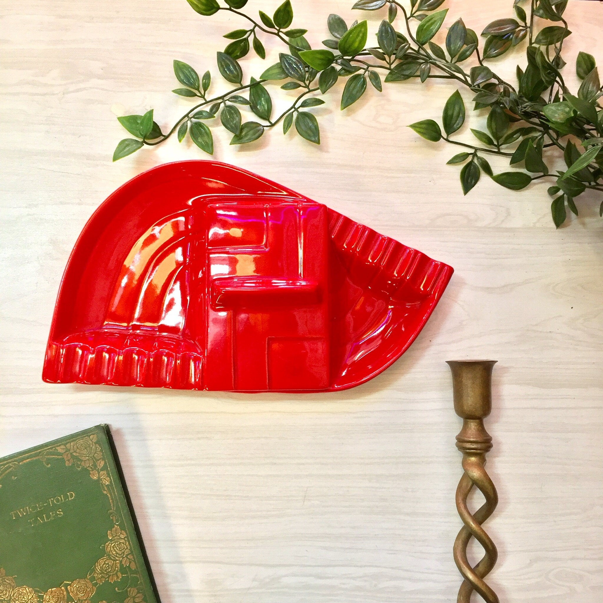 Vintage Red Ashtray | Don Jay Ceramics | Vintage Home Decor | MCM | Midcentury Modern | Ashtray | Catch All Dish | Lidded Ashtray | Red