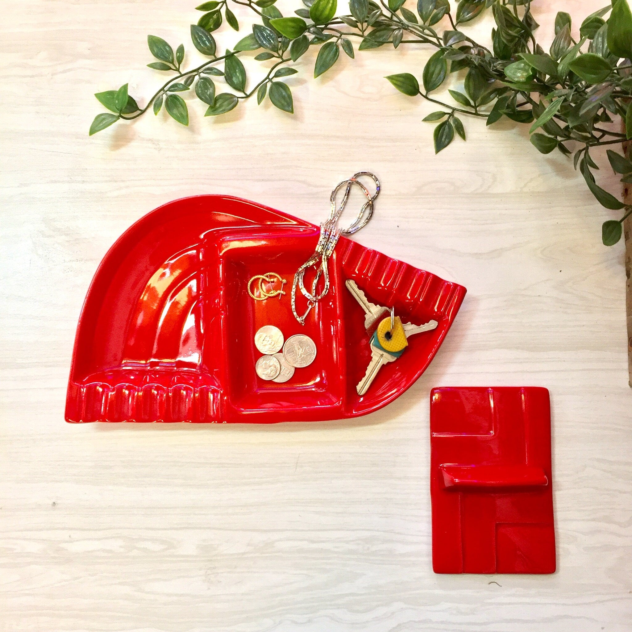 Vintage Red Ashtray | Don Jay Ceramics | Vintage Home Decor | MCM | Midcentury Modern | Ashtray | Catch All Dish | Lidded Ashtray | Red