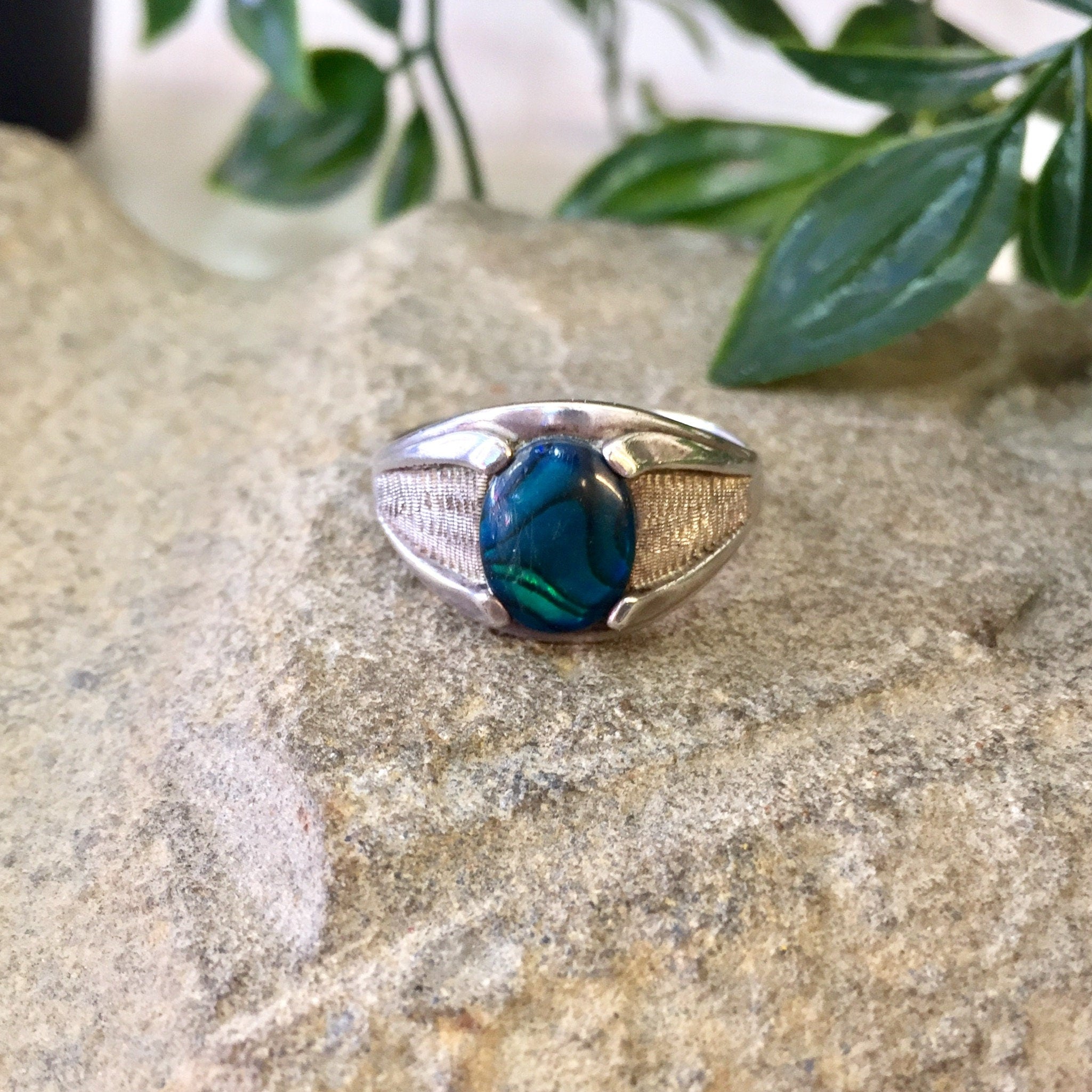 Vintage Silver Ring, Abalone Ring, Sterling Silver, Vintage Jewelry, Abalone Jewelry, 925, Mermaid, Free, Blue, Purple, Gift for Mom, Ring