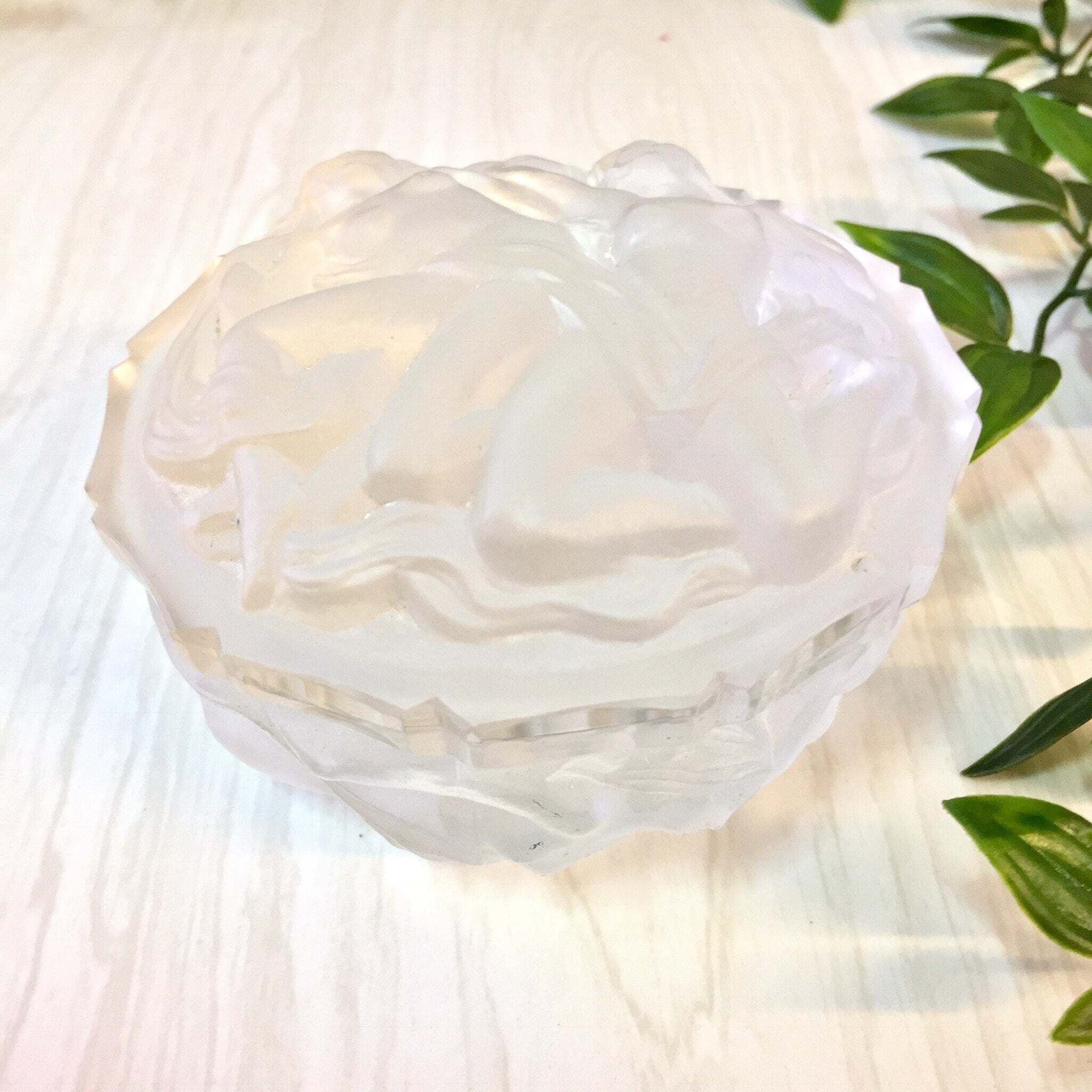 Vintage Glass Jewelry Box, Glass Box, Lidded Glass Box, Frosted Glass, Carved Glass, Naked Women, Art, Woman Figure, Catch All Dish,
