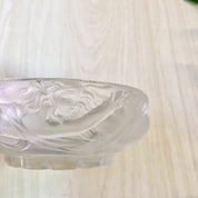 Vintage Glass Jewelry Box, Glass Box, Lidded Glass Box, Frosted Glass, Carved Glass, Naked Women, Art, Woman Figure, Catch All Dish,