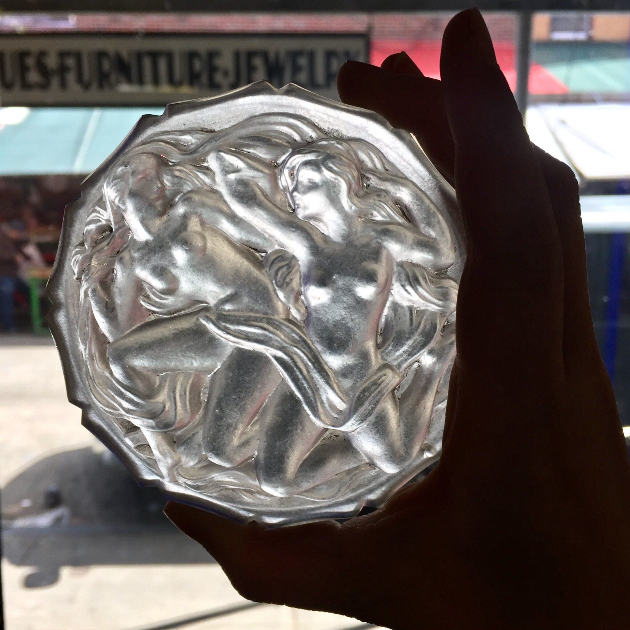 Vintage Glass Jewelry Box, Glass Box, Lidded Glass Box, Frosted Glass, Carved Glass, Naked Women, Art, Woman Figure, Catch All Dish,