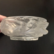 Vintage Glass Jewelry Box, Glass Box, Lidded Glass Box, Frosted Glass, Carved Glass, Naked Women, Art, Woman Figure, Catch All Dish,