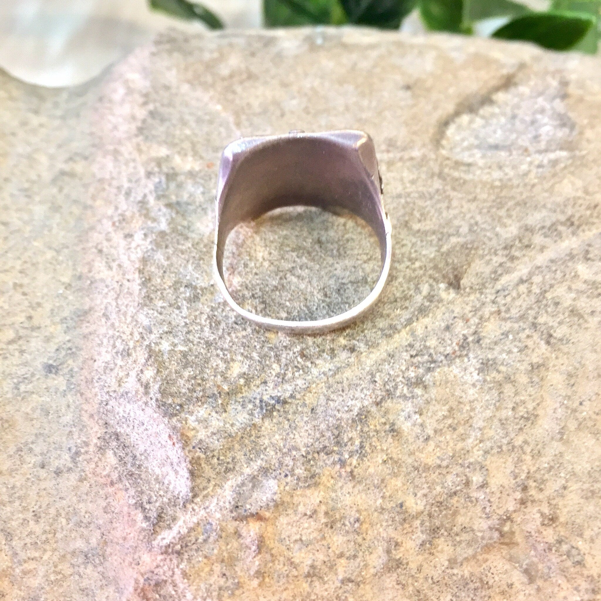Vintage Silver Ring, Sterling Silver, Vintage Jewelry, Mask Ring, Face Ring, Tribal Jewelry, Ethnic Jewelry, Rectangle Ring, Abstract Ring