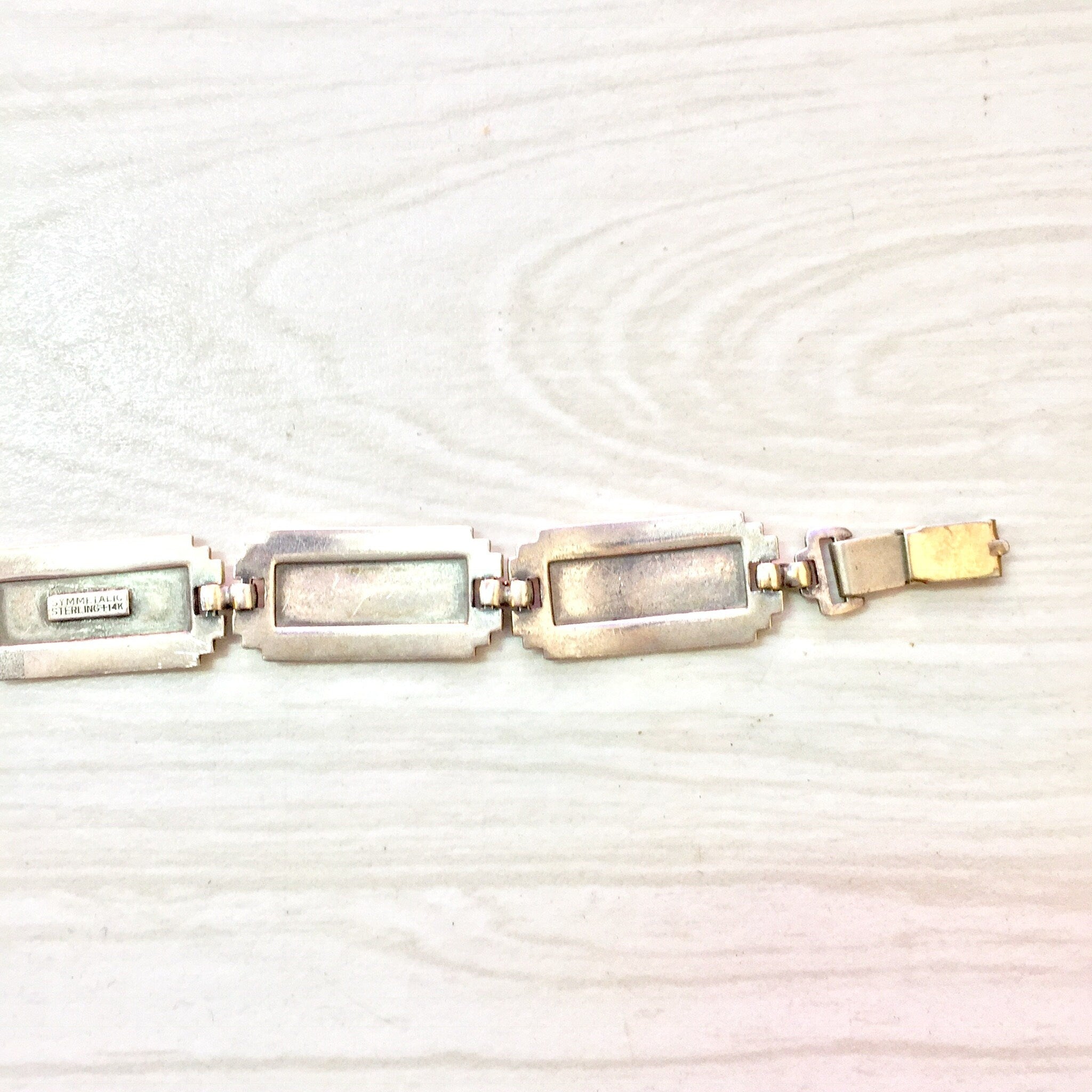 Symmetalic Bracelet, Sterling Silver, 14 Karat Gold, Symmetalic Jewelry, Link Bracelet, 14K Gold, Gold Bracelet, Art Deco Jewelry, Retro