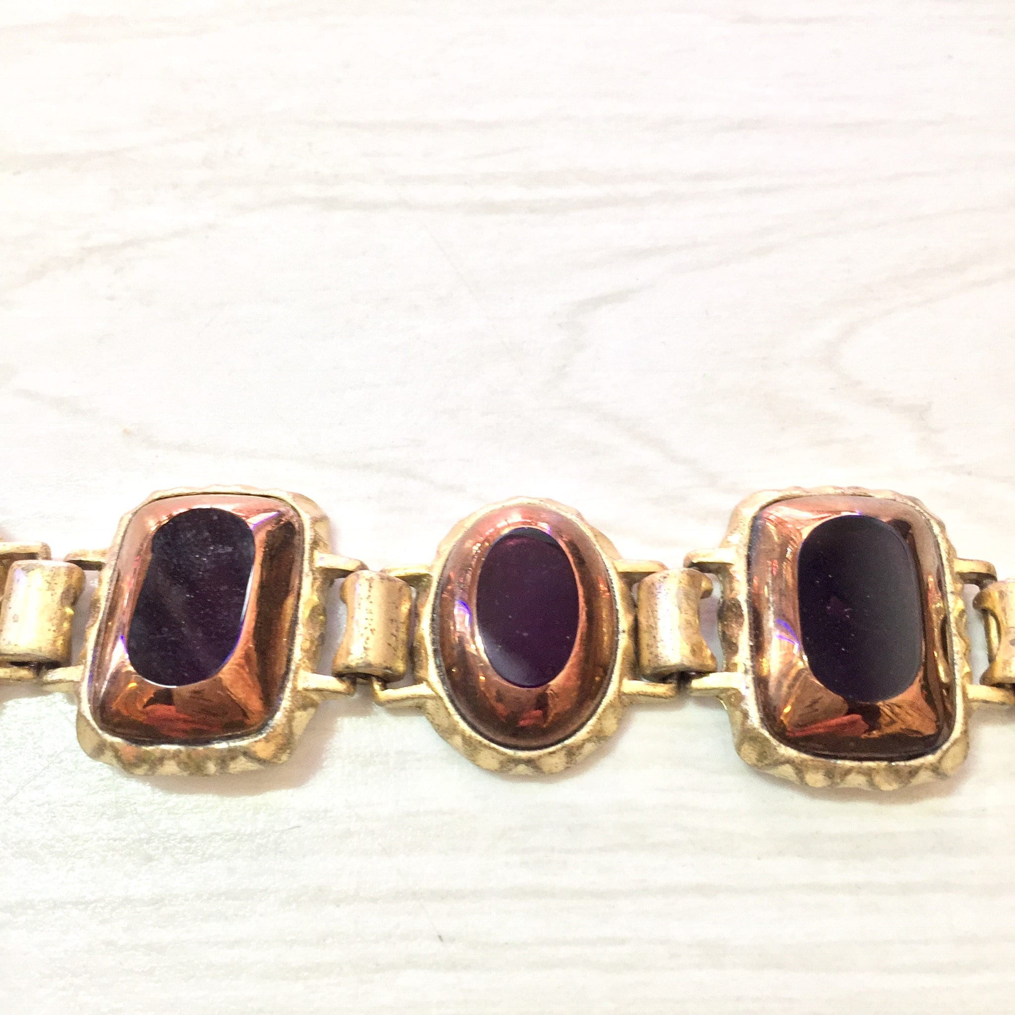 Gold Tone Bracelet, Vintage Bracelet, Brown Beads, Oval Bead, Rectangular Beads, Vintage Jewelry, Vintage Costume Jewelry, Statement Jewelry