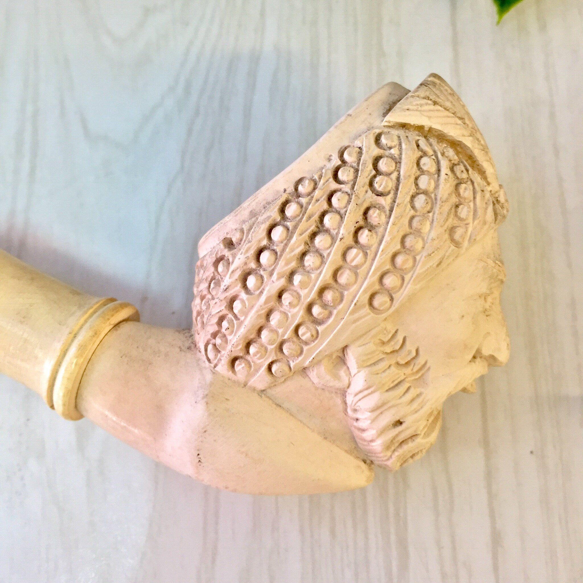 Meerschaum Pipe, Sultan, Smoking Pipe, Tobacco Pipe, White Meerschaum, Hand Carved, Carved Pipe, Man's Face, Bearded Man, Smoker, Pipes