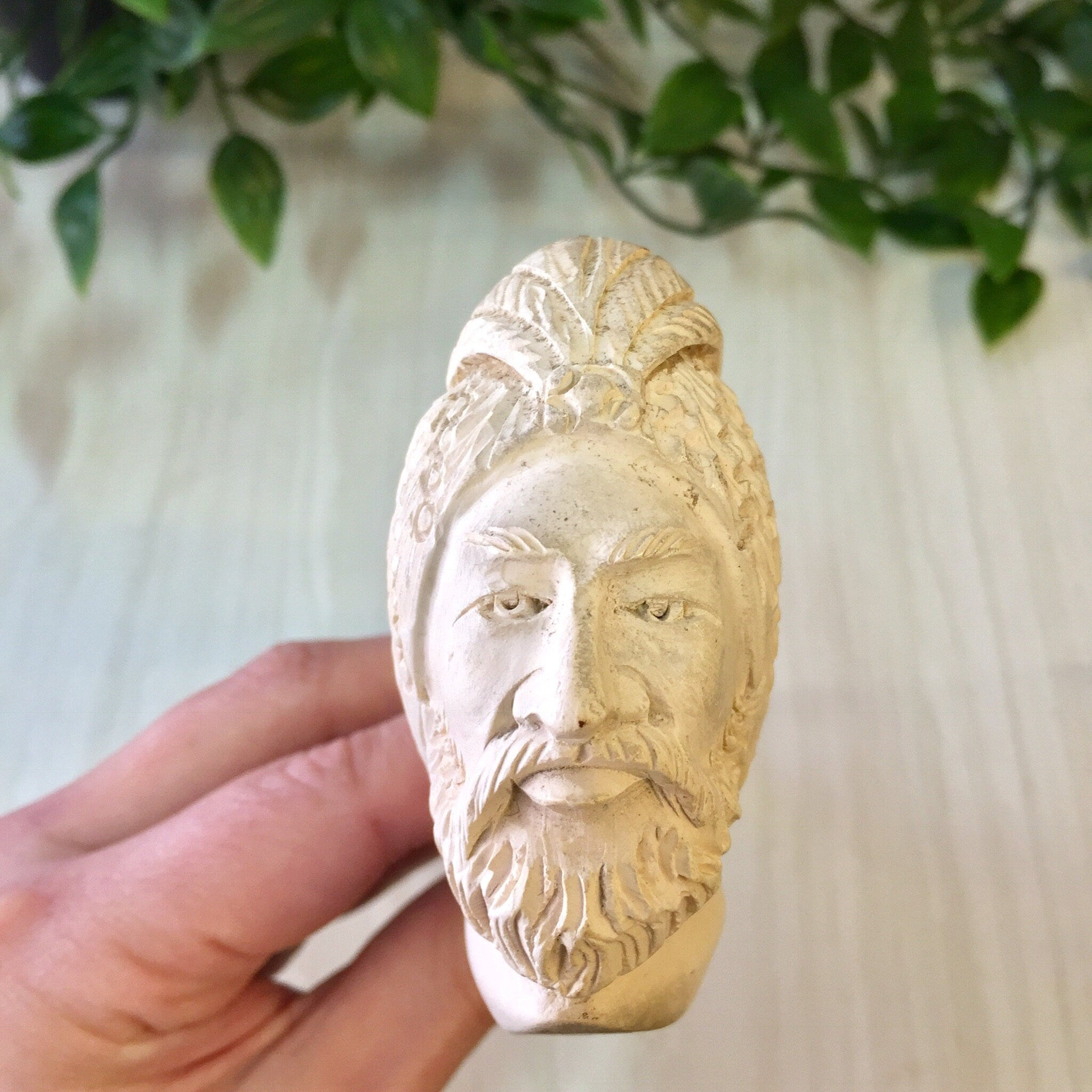Meerschaum Pipe, Sultan, Smoking Pipe, Tobacco Pipe, White Meerschaum, Hand Carved, Carved Pipe, Man's Face, Bearded Man, Smoker, Pipes