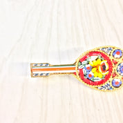 Vintage Millefiori Brooch | Gold Tone Brooch | Made In Italy | Millefiori Jewelry | Vintage Jewelry | Guitar Brooch | Pin | Red | Blue