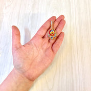 Vintage Millefiori Brooch | Gold Tone Brooch | Made In Italy | Millefiori Jewelry | Vintage Jewelry | Guitar Brooch | Pin | Red | Blue