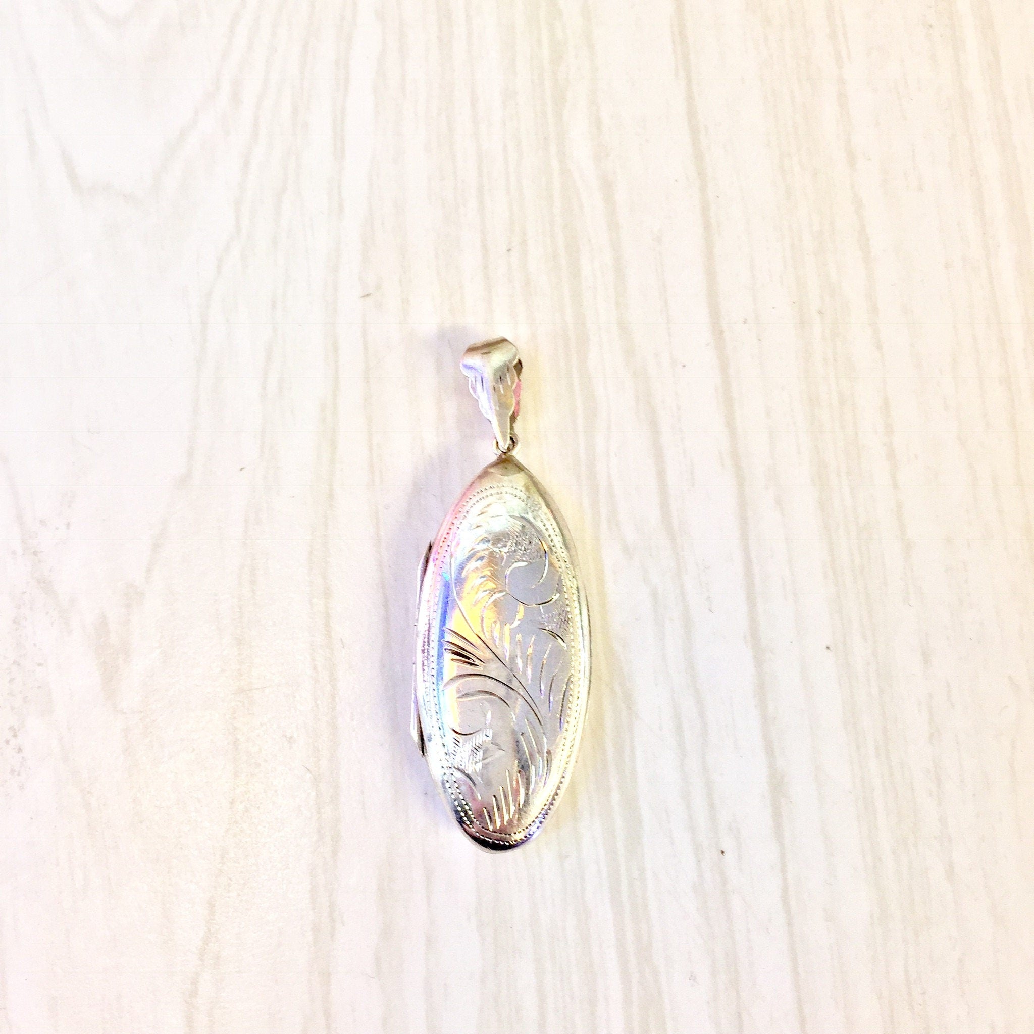 Vintage Silver Pendant | Puffy Etched Locket | Sterling Silver Locket | Vintage Locket | Etched Silver | Locket | Necklace | Pendant |Etched