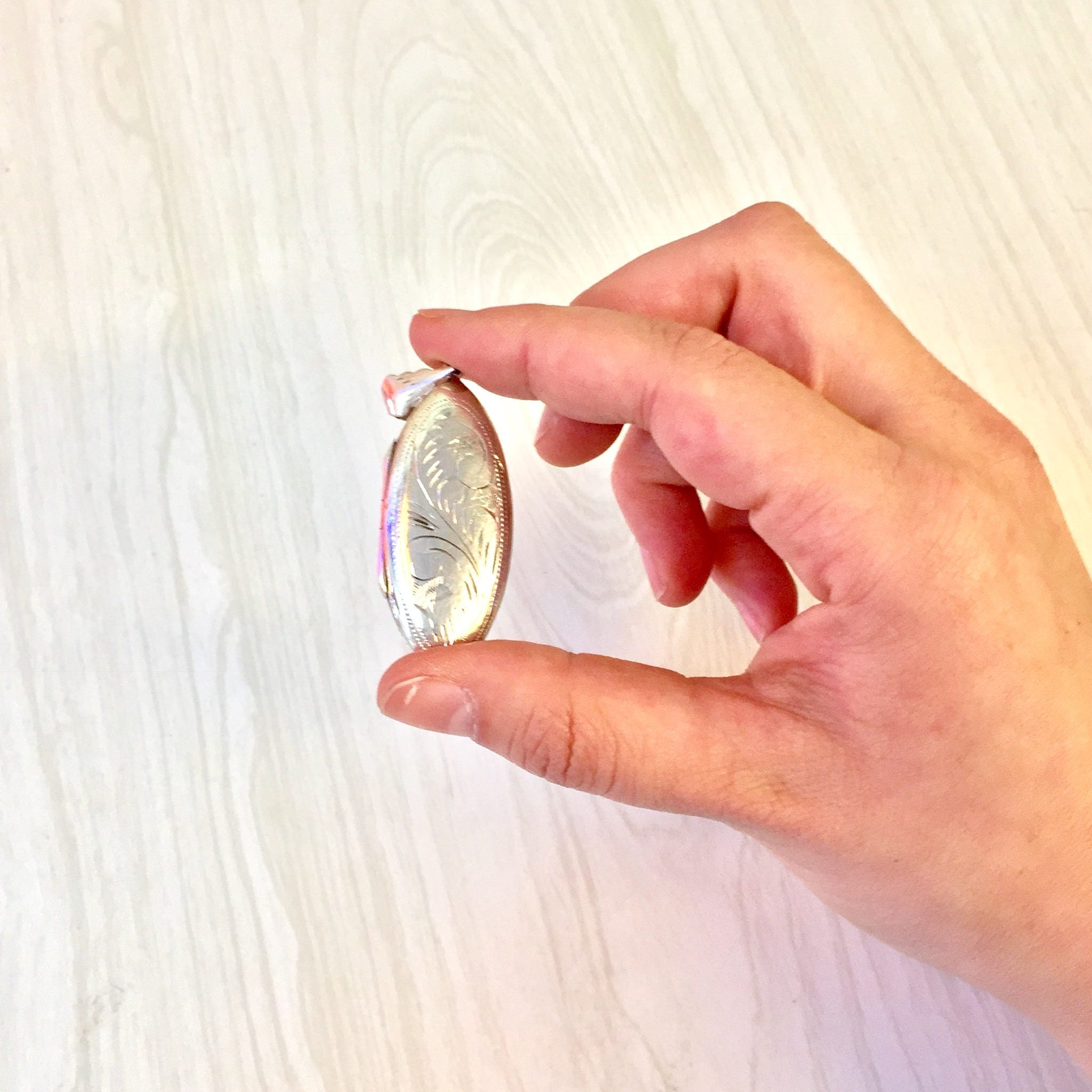 Vintage Silver Pendant | Puffy Etched Locket | Sterling Silver Locket | Vintage Locket | Etched Silver | Locket | Necklace | Pendant |Etched