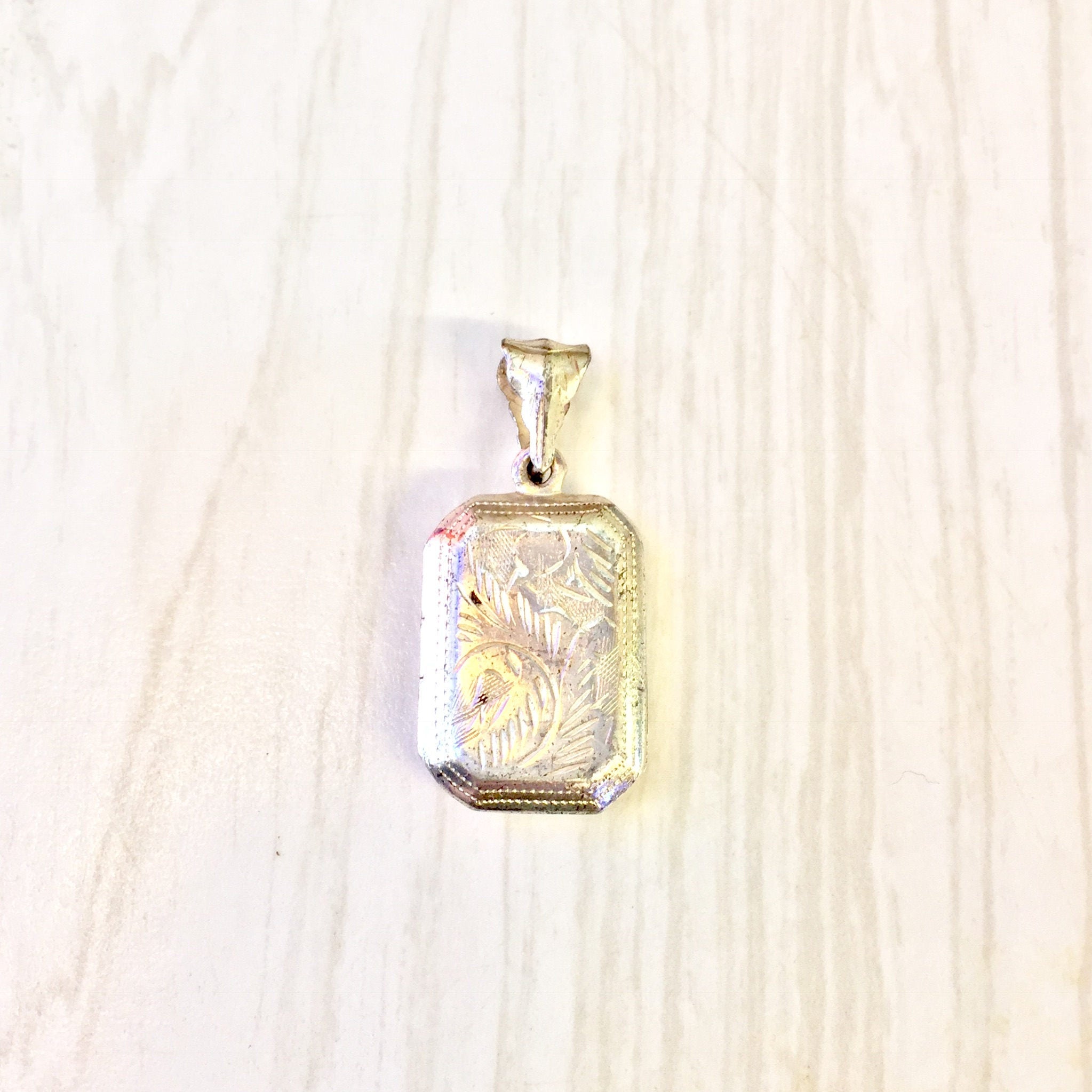 Vintage Silver Pendant | Puffy Etched Locket | Sterling Silver Locket | Vintage Locket | Etched Silver | Locket | Necklace | Pendant |Etched