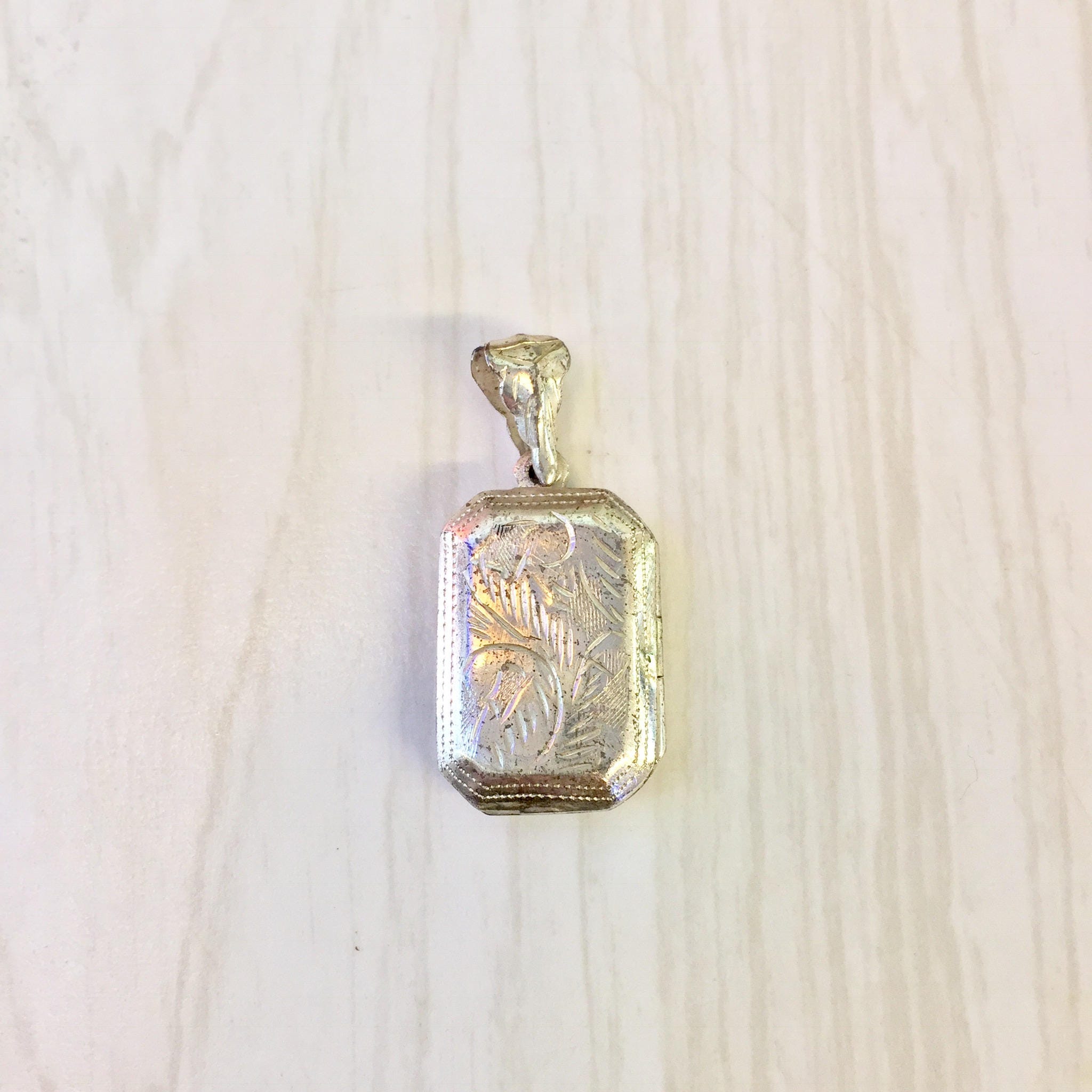 Vintage Silver Pendant | Puffy Etched Locket | Sterling Silver Locket | Vintage Locket | Etched Silver | Locket | Necklace | Pendant |Etched